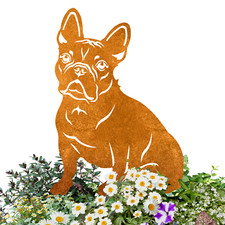 Edelrost Gartenstecker Hund, Gartendeko aus Rost-Metall, Rasse 