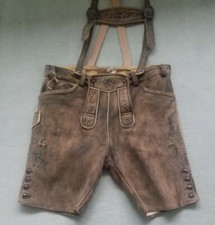 Lederhosen Trachten Herren Trachtenlederhose + Träger Hirschleder Braun Maddox