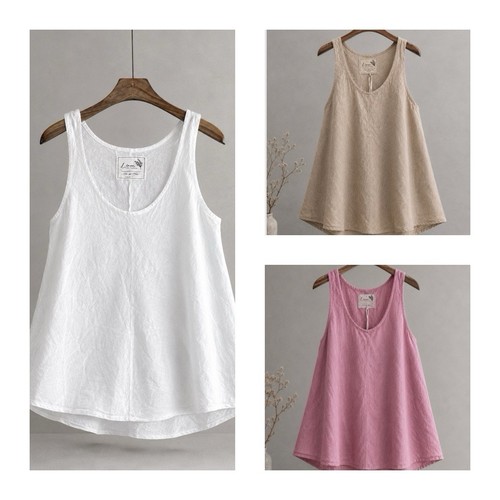 Damen leinentop weiß camel - damen,