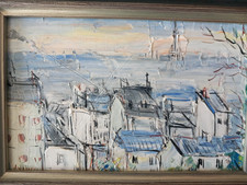 Gemälde Naive Malerei Öl auf Malkarton, signiert.