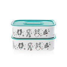 TUPPERWARE Quadro Dose Eisbär Weihnachten Optimum Ultimo 2x 500ml TÜRKIS