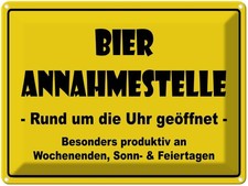 Blechschild 30x40 cm Alkohol Bier Annahmestelle geöffnet Bar Club Deko Geschenk 