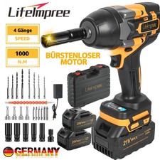 Akku Schlagschrauber 1000Nm Akkuschrauber Ratschen 2 Akkus Bürstenloser 6.0 Ah