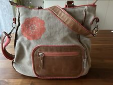 Dorothee Lehnen Umhänge-Tasche aus Leinen, mit bunten Ziernähten, handgefertigt