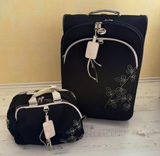 AMERICAN TOURISTER Koffer mit Schultertasche schwarz 68cm- sehr schöne Stickerei
