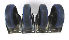 4 Stück Bockrolle blaues Rad Ø 200 mm/ B=50mm | Anbauwinkel 140x110 mm