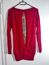 Sexy❤️ Koucla Longtop Schleifen Details Dunkelrot Langarm Oberteil Leopard S/L