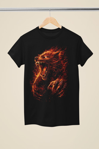 Shirt flaming growling fire - t-shirt,