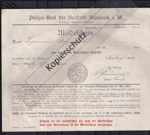 Meldeschein polizei amt der - meldeschein,