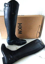 Reitstiefel HKM VALENCIA schwarz 42 W36 H52 Soft Leder Slim dehnbar NEU %UVP199€
