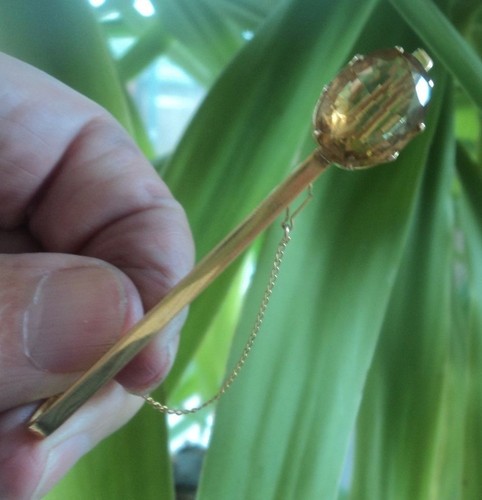 9ct gold citrin brosche - gold,