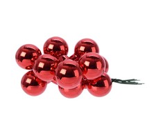 12 Weihnachtskugeln am Draht Glas 2cm mini klein Spiegelbeeren zum Basteln uni