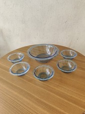 DDR Glasschale und Schüsseln Dessert Kompott blau