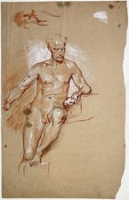 Hermann Schneider - Akt eines älteren Mannes Zeichnung drawing dessin 1900