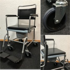 Toilettenrollstuhl Nachtstuhl Dusch- Toilettenstuhl WC-Stuhl fahrbar inkl. Eimer