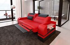 Ledersofa Ledercouch Design Leder Couch Recliner LED Sofa Modern Parma 2 Sitzer