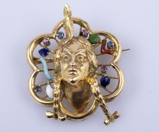 Indianerkopf Brosche &