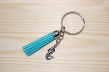 Schlüsselanhänger Taschenanhänger Quaste Kunstleder Türkis mit Meerjungfrau