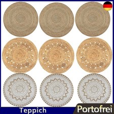Teppich Jute Geflochten Rund Wohnzimmerteppich Bodenmatte Natur 90/120/150 cm