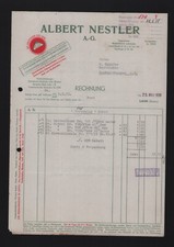 LAHR, Rechnung 1939, Albert Nestler AG Spezialfabrik für Rechenschieber Lineal