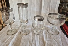 24 Gläser  "Murano Medici" mit Platinrand, 80erJahre - wie Neu