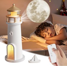 LED Mondlicht Projektor Lampe mit Fernbedienung Nachtlicht Kinder Leuchtturm DHL