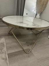 Couchtisch/Sofatisch Weiß Marmor Optik Rund Ø80cm
