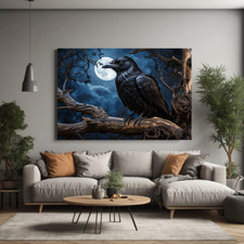 Mystischer Rabe im Mondlicht