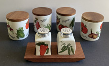 Gerold Porzellan Gewürzdosen Salz & Pfeffer Streuer Gemüse Dekor Vintage Dosen