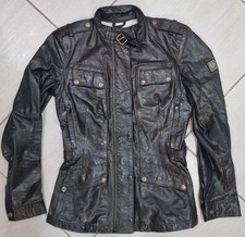 Belstaff schwarze Leder perforierte Jacke Ultra Rare Gold Label Gr. 42