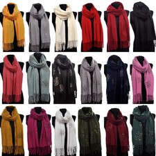 XXL Damen Winter Uni einfarbig mit Lebensbaum Lang schal Halstuch  Damenschal