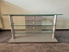 TV Tisch mit Glasböden silber