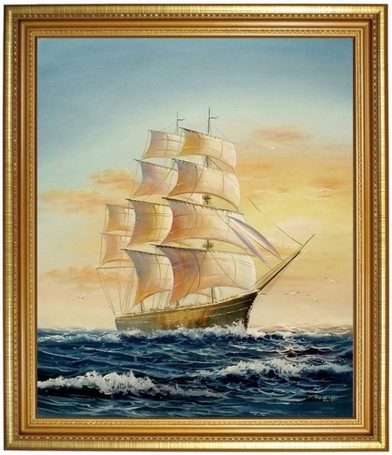 ölbild clipper segelschiff - clipper,
