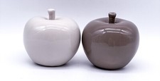 2x Dekoapfel aus Keramik Apfel Deko-Obst Weiß & Braun (2-tlg.)