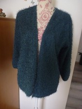 Strickjacke Federgarn Offen gefüttert Grün/Petrol 3/4 Arm Gr. 42-44 von Divided