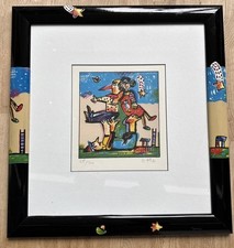 Ottmar Alt  Lithographie Vater, Mutter, Kind Moritz  Götze Rahmen signiert 