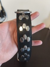 Hunde Halsband LEDER - 64cm - schwarz/ Nieten - gebraucht
