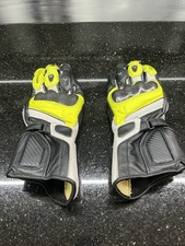 Vanucci Leder Motorradhandschuhe Größe M Gelb Weiß Schwarz Knöchel Protektor