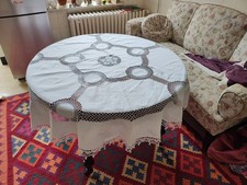 wunderschöne runde Tischdecke, Häkeltischdecke Richelieu