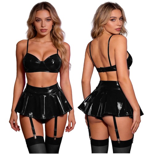Damen leder dessous set - leder, bh
