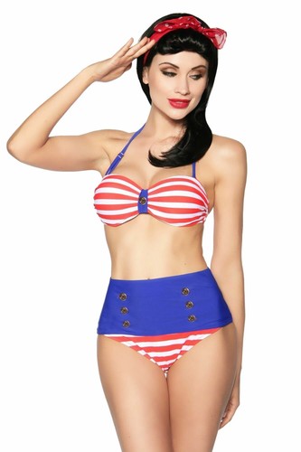Vintage marine bandeau bikini - vintage, bandeau-bikini