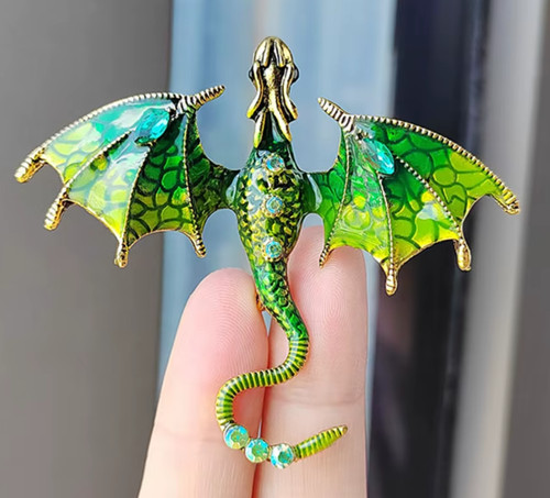 Grüner drache brosche pin - grüner,