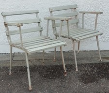 2 x antiker Gartenstuhl mit Armlehnen - formschöne & massive Verarbeitung Stuhl