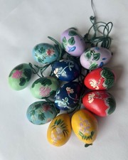 12 Ostereier Holz bemalt  ca 3