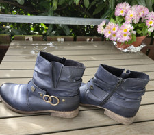 Rieker Damen Schuhe Stiefel Stiefeletten Gr.41 dunkelblau Absatz 3 cm Höhe 14 cm