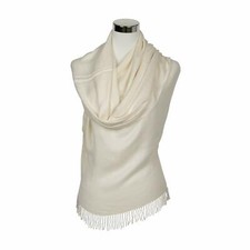 Abend Stola  evening stole Wollweiß Fransen Perlen Glitzer