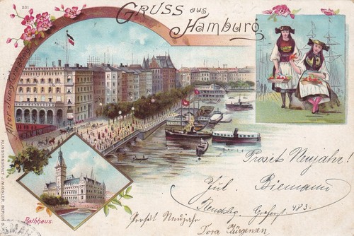 Litho hamburg 1897 - ak,