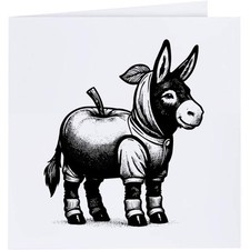 Grußkarten "Esel trägt Apfel