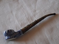 Porzellanpfeife weiß blau mit