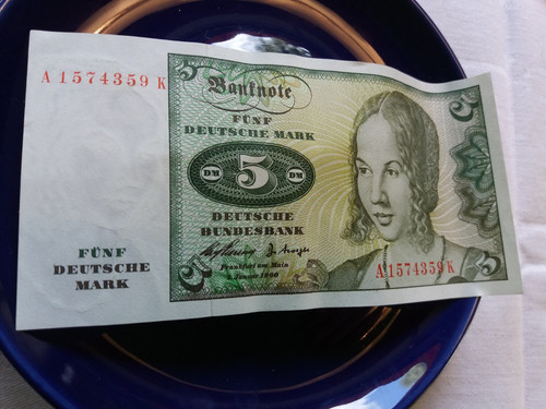 Geld schein 5 d - dm-, d-mark